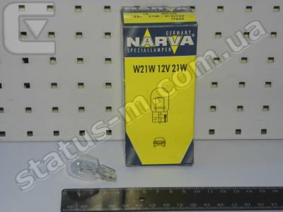 NARVA / 17632CP / Лампа W21 W3х16q указатели поворота, габариты, стоп-сигнал (безцокольная) 12V 21W (пр-во NARVA) фото 1