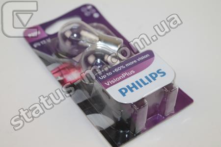 PHILIPS / 12498VPB2 / Лампа P21W BA15s стоп-сигнал, задний ход, указатели поворота 12V 21W (компл.2шт) (+60%) (пр-во Philips) блистер фото 1