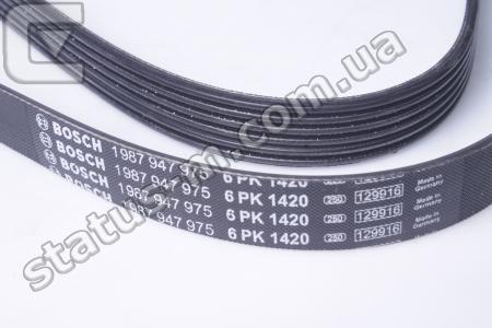 BOSCH / 1 987 947 975 / Ремень 6PK1420 привода генератора Газель,Волга,УАЗ дв.40524 Euro-3 с ГУР (поликлиновый) (пр-во Bosch) фото 2