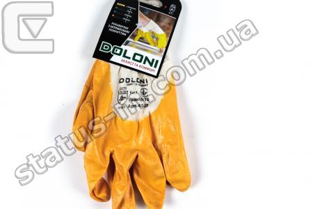 Doloni / 4523 / Перчатки рабочие нейлоновые с нитриловым покрытием (двойной слой) (желтые) повышенной износостойкости (премиум) (пр-во Doloni) фото 1